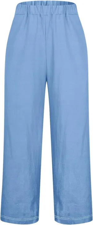 Womens Linen Summer Pants Casual Cotton and Linen Long Pants Linen Pants for Women Petite Short
