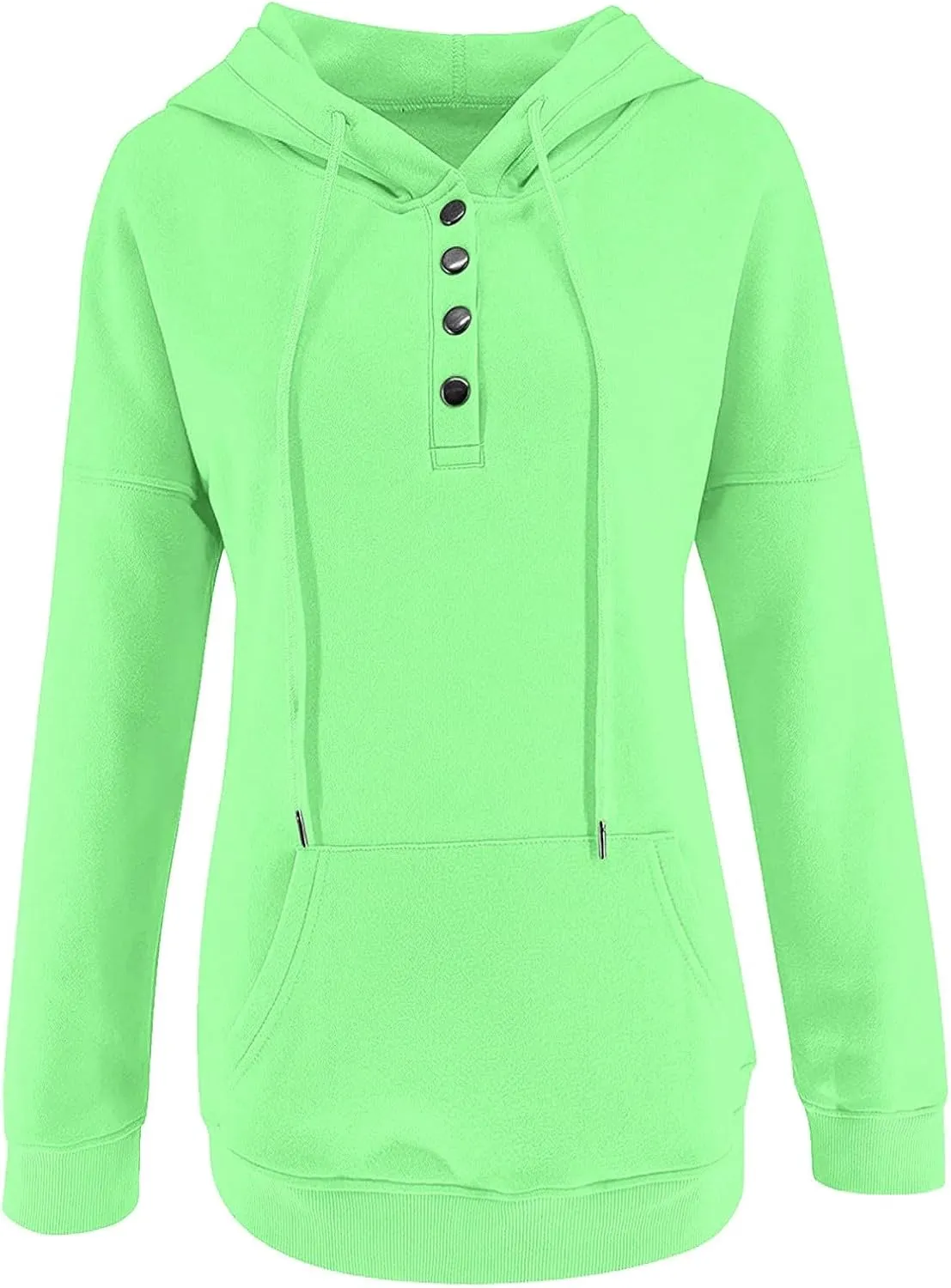 Womens Long Sleeve Button Up Sweatshirt Trendy Solid Color Warm Drawstring Hoodies Going Out Y2K Athletic Casual Top