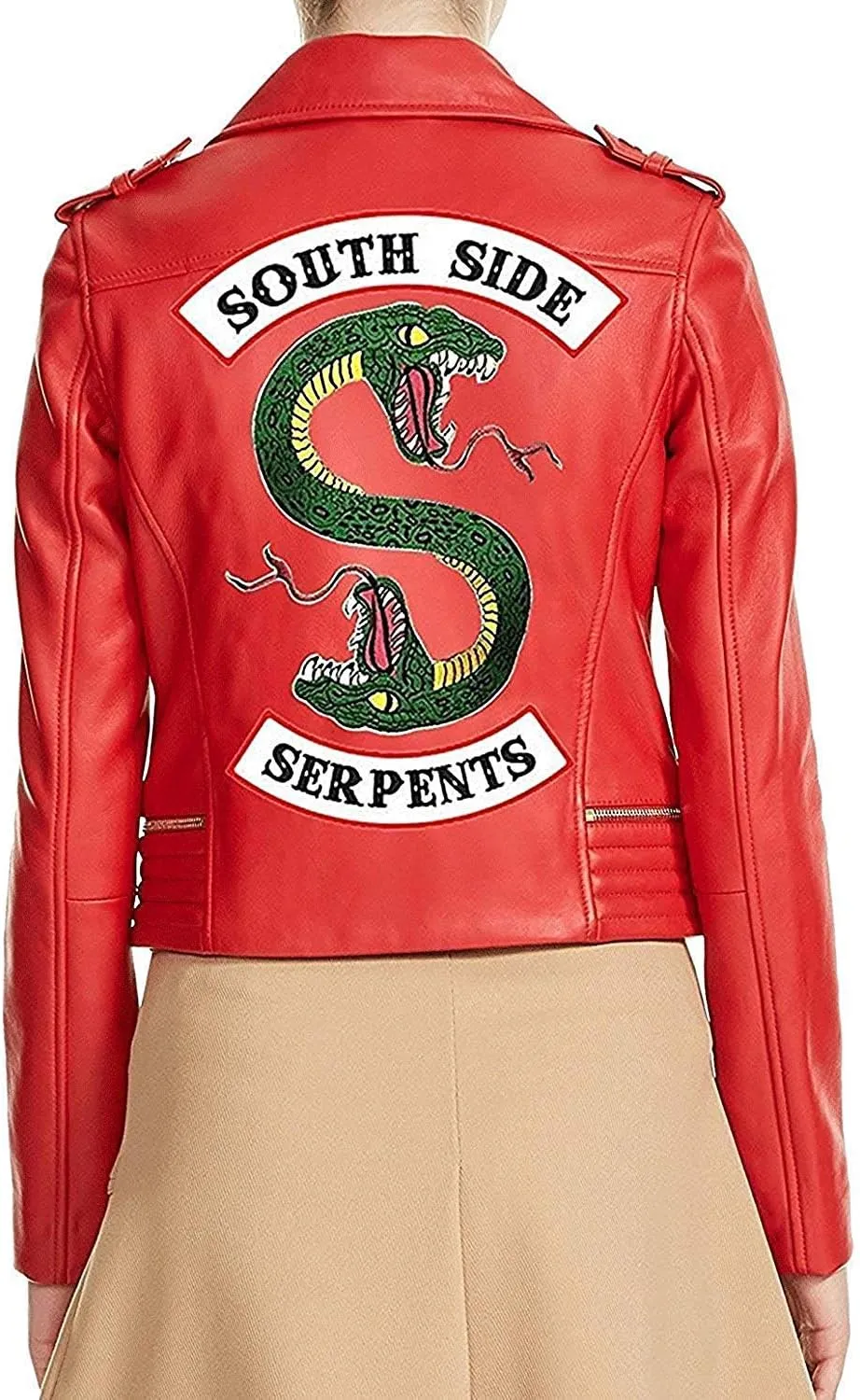 Women's Madelaine Petsch Brando Leather Biker Rider Leather Red Jacket