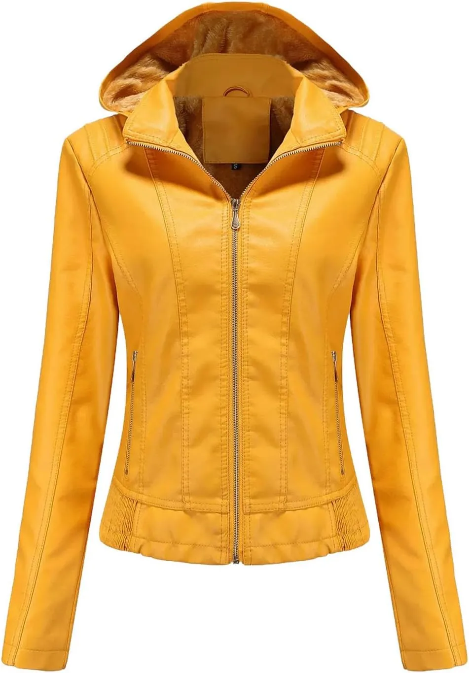 Women's Motorcycle Rider Zip-up jackets Hooded Faux Leather jackets Outerwear Women's Clothing Bodysuit jackets Tops