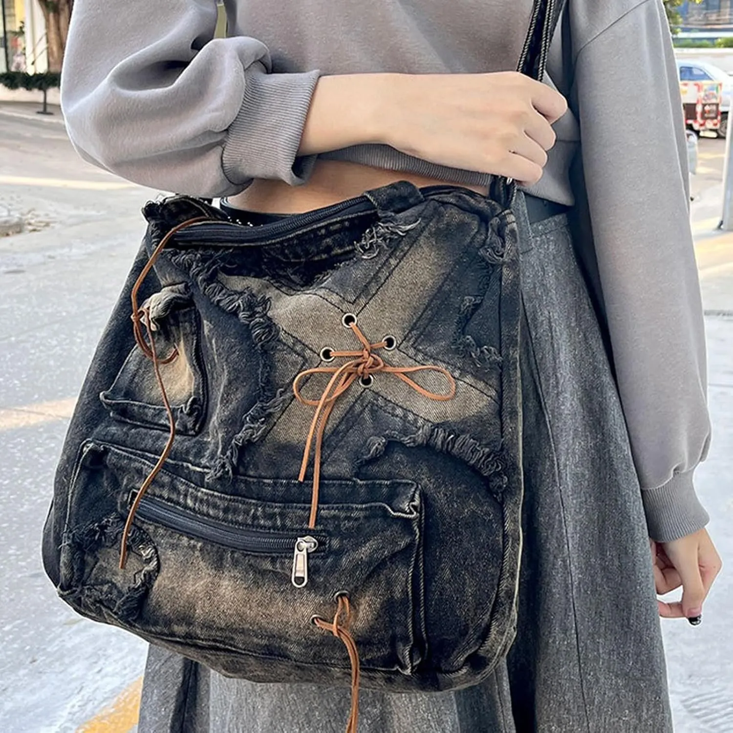 Women's Retro Y2K Denim Bag - Casual Wallet & Handbag with Large Capacity
