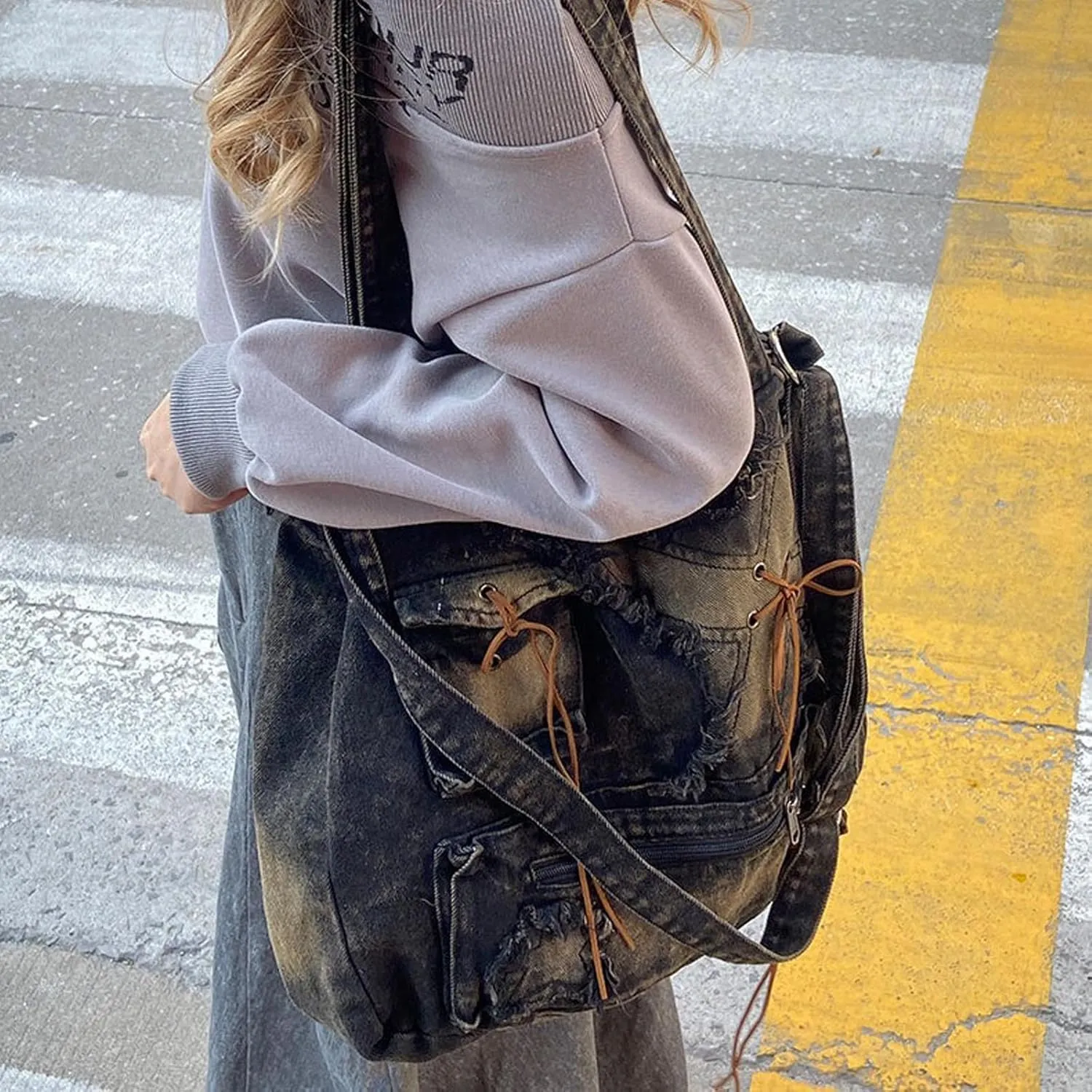 Women's Retro Y2K Denim Bag - Casual Wallet & Handbag with Large Capacity