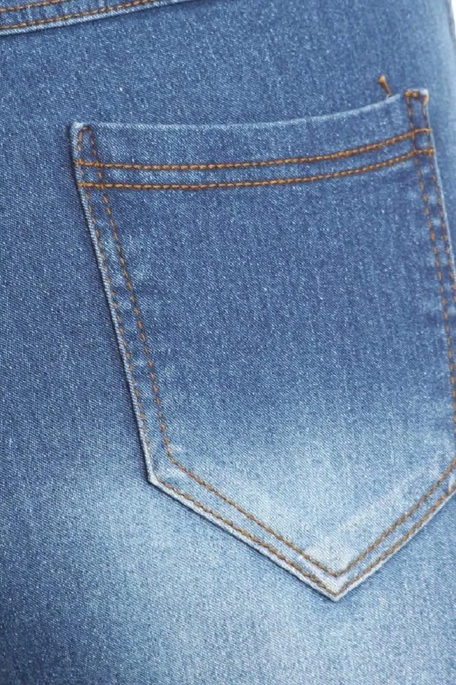 Women's Stretch Pull-On Jeans Skinny Ripped Distressed Denim Jeggings Regular-Plus Size