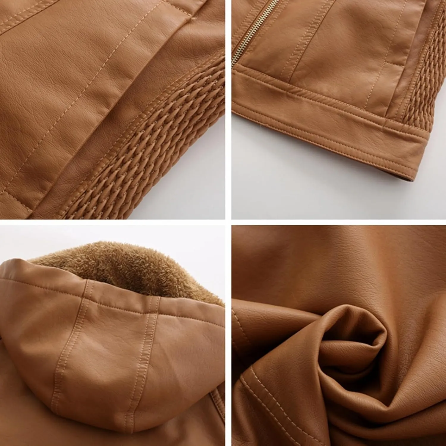 Women's Winter Coat, Faux Leather Shearling Moto Jacket, Sherpa Aviator Bomber Jacket for Women