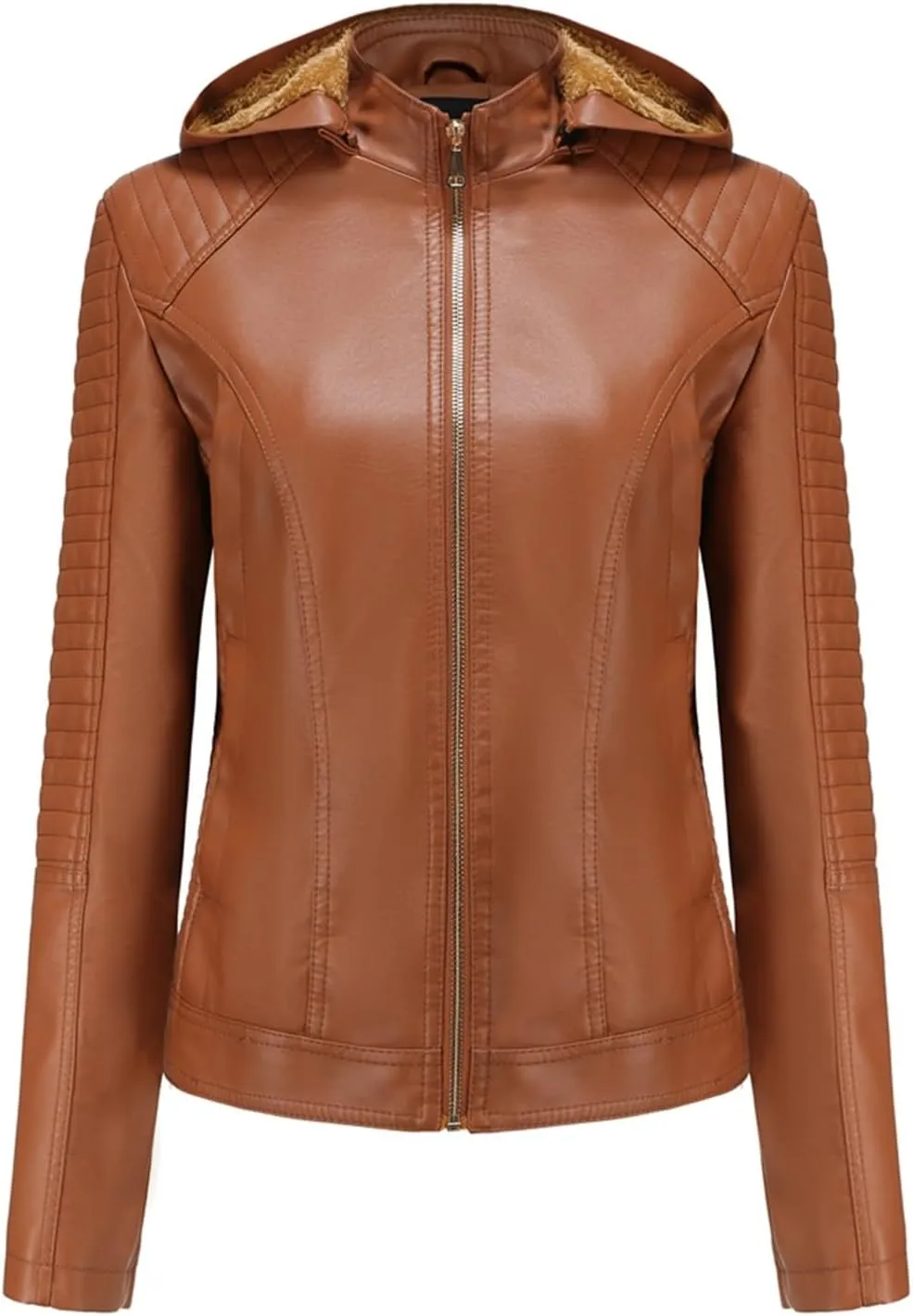 Women's Winter Coat, Faux Leather Shearling Moto Jacket, Sherpa Aviator Bomber Jacket for Women