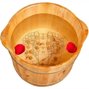 Wooden Foot Spa Bath Basin, Pedicure Feet Bath Soaking Tub, Solid Wood Foot Bath Bucket Contains Comfortable Bumps, Multifunctional Round Wooden Barrel, Large Foot Soaking Tub for Home Spa,B,S