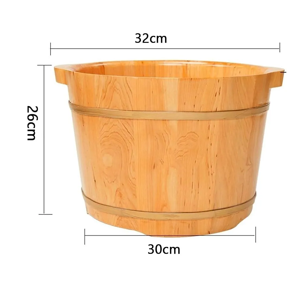 Wooden Foot Spa Bath Basin, Pedicure Feet Bath Soaking Tub, Solid Wood Foot Bath Bucket Contains Comfortable Bumps, Multifunctional Round Wooden Barrel, Large Foot Soaking Tub for Home Spa,B,S