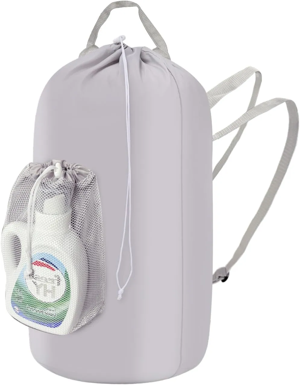 WOOHA 95L Backpack Travel Laundry Bag with Shoulder Straps and Mesh - Durable Polyester Laundry Hampers for Travel, Apartments, Laundromats and Universities (Grey)