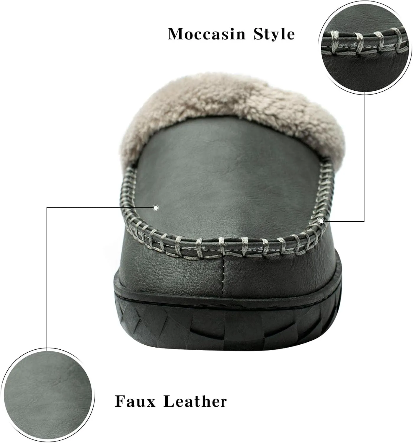 WOTTE Men's Moccasin Slippers Microsuede Fleece Fuzzy Lined Memory Foam House Shoes for Indoor Outdoor