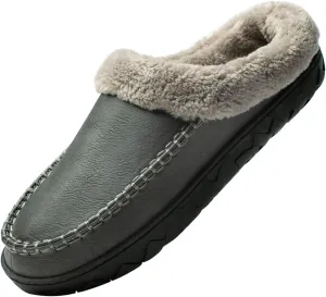 WOTTE Men's Moccasin Slippers Microsuede Fleece Fuzzy Lined Memory Foam House Shoes for Indoor Outdoor