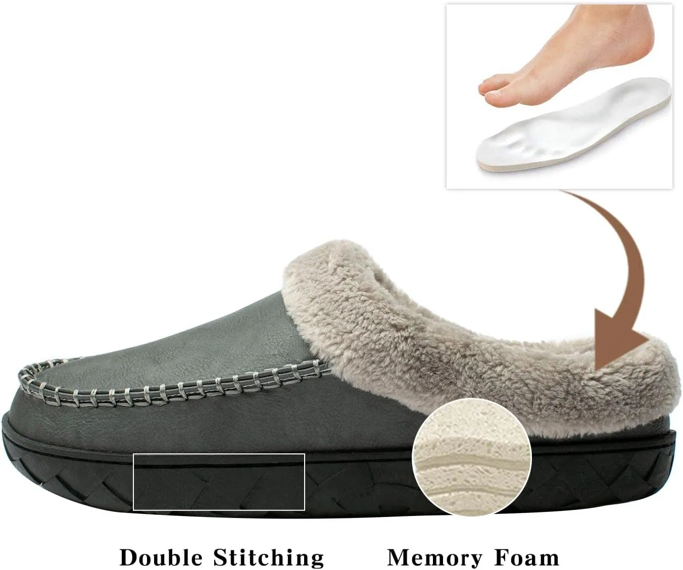 WOTTE Men's Moccasin Slippers Microsuede Fleece Fuzzy Lined Memory Foam House Shoes for Indoor Outdoor
