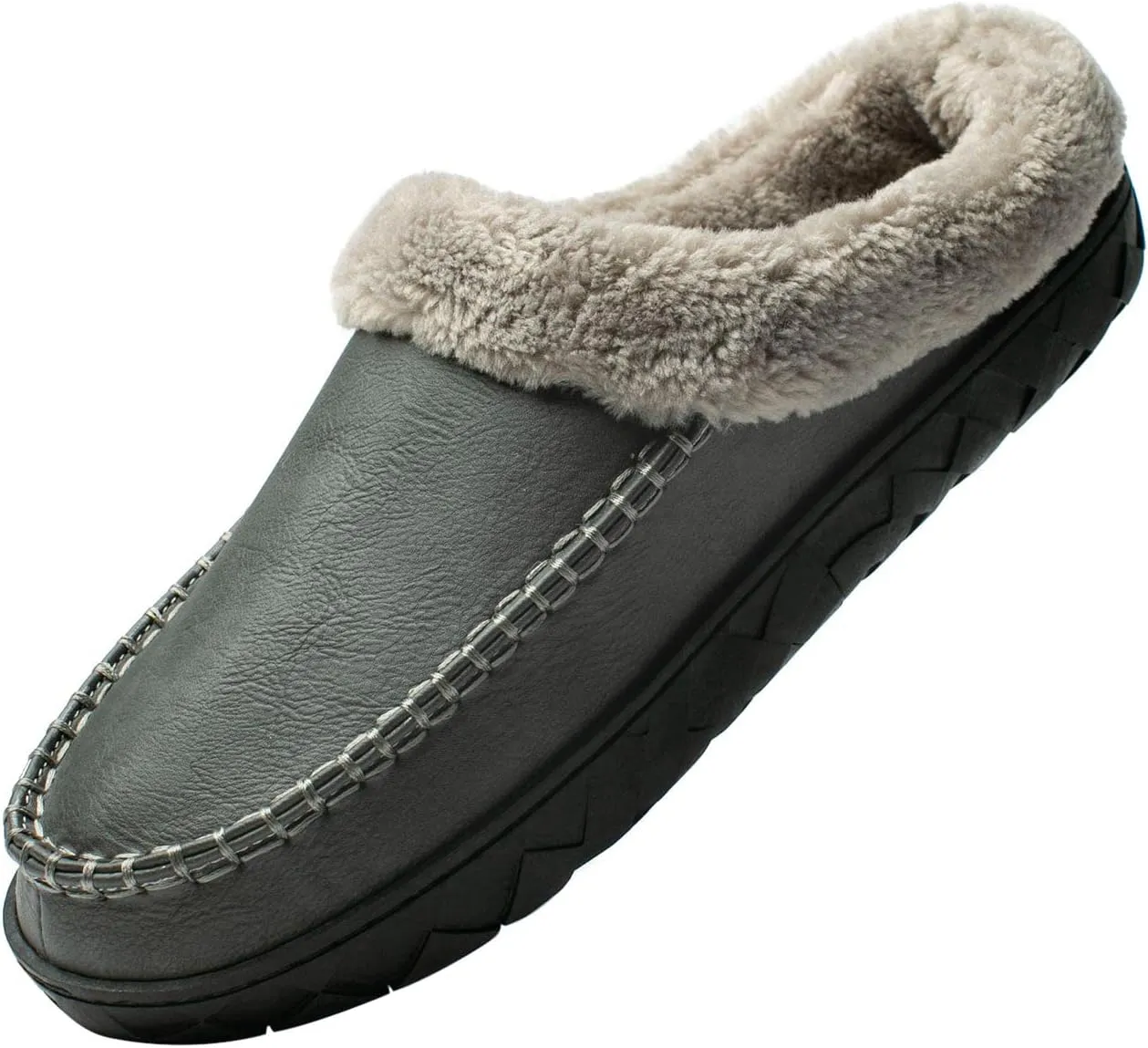 WOTTE Men's Moccasin Slippers Microsuede Fleece Fuzzy Lined Memory Foam House Shoes for Indoor Outdoor