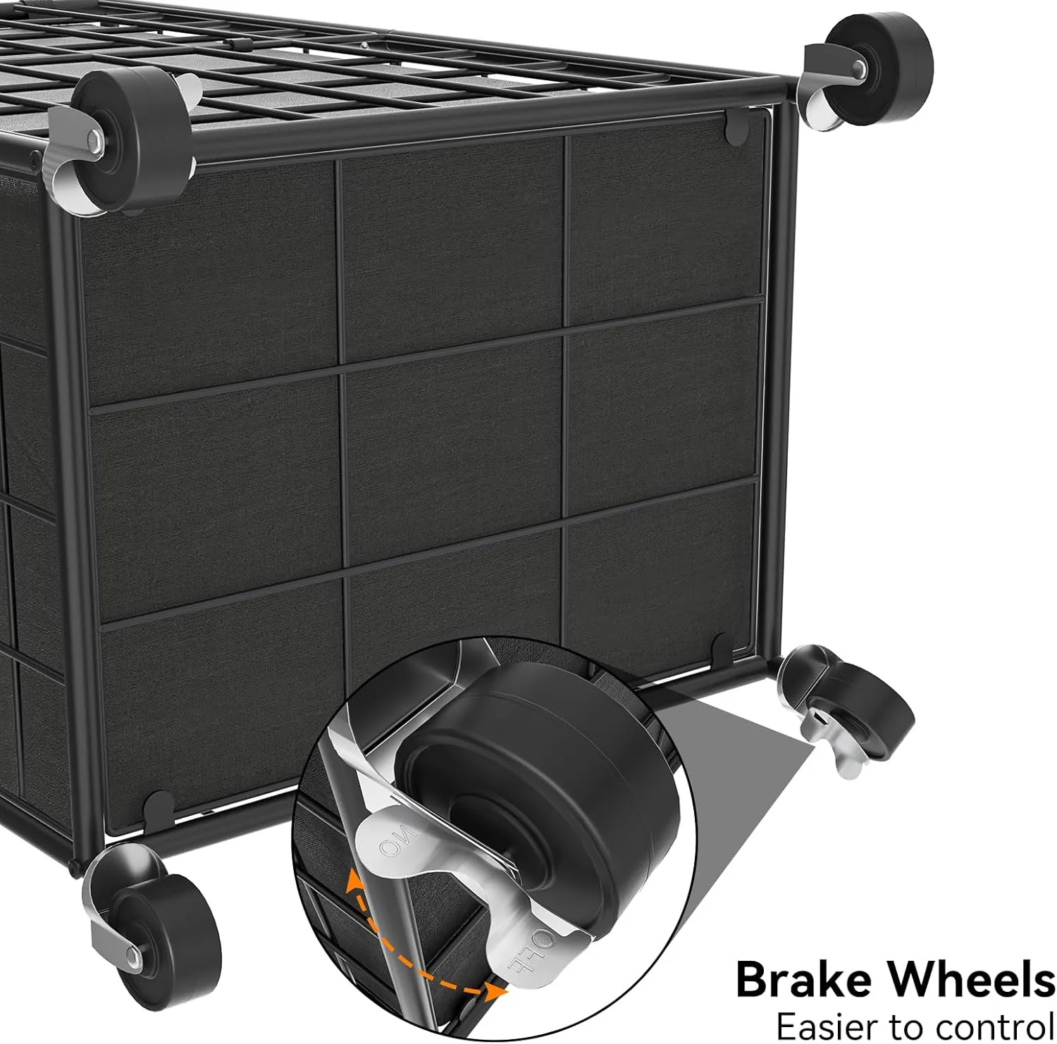 WOWLIVE Laundry Hamper with Wheels,Metal Wire Frame Rolling Laundry Basket with Removable bag,100L Dirty Clothes Hamper Organizer Dorm Room Storage for Bedroom,Bathroom,Black