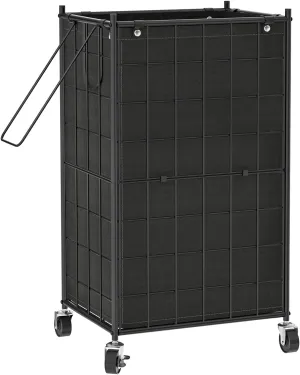 WOWLIVE Laundry Hamper with Wheels,Metal Wire Frame Rolling Laundry Basket with Removable bag,100L Dirty Clothes Hamper Organizer Dorm Room Storage for Bedroom,Bathroom,Black