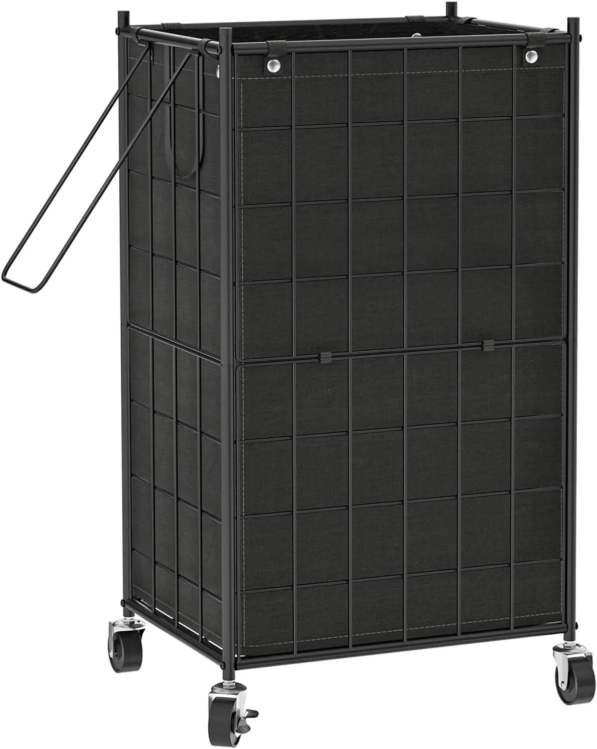 WOWLIVE Laundry Hamper with Wheels,Metal Wire Frame Rolling Laundry Basket with Removable bag,100L Dirty Clothes Hamper Organizer Dorm Room Storage for Bedroom,Bathroom,Black