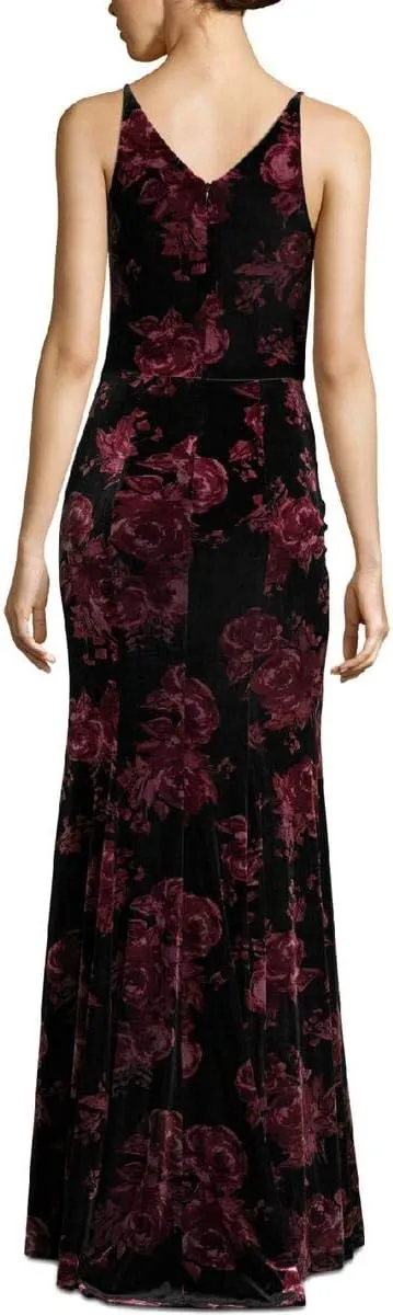 Xscape Womens Velvet Floral Formal Dress
