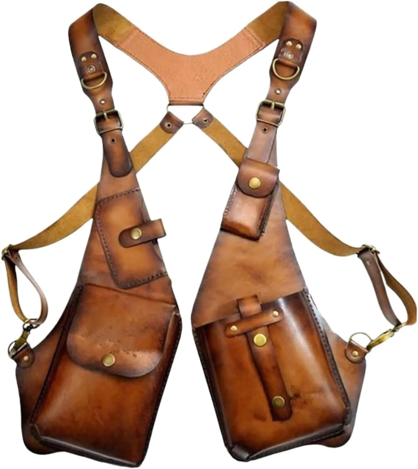 Yiupedrfg Anti-Theft Bag With Shoulder Harness, Retro Anti-Theft Harness Bag, Adjustable PU Leather Strap Wallet