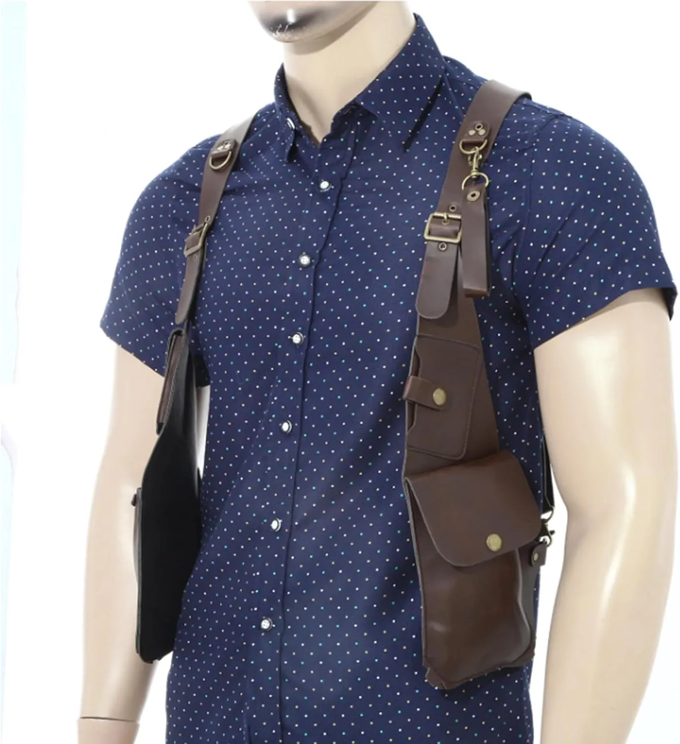 Yiupedrfg Anti-Theft Bag With Shoulder Harness, Retro Anti-Theft Harness Bag, Adjustable PU Leather Strap Wallet