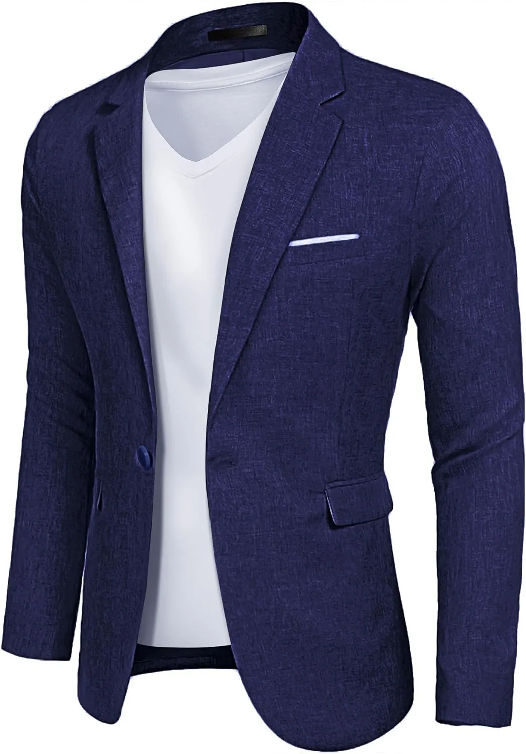 YND Men's Casual One Button Linen Suit Jacket, Slim Fit Sport Coat Lightweight Business Blazer