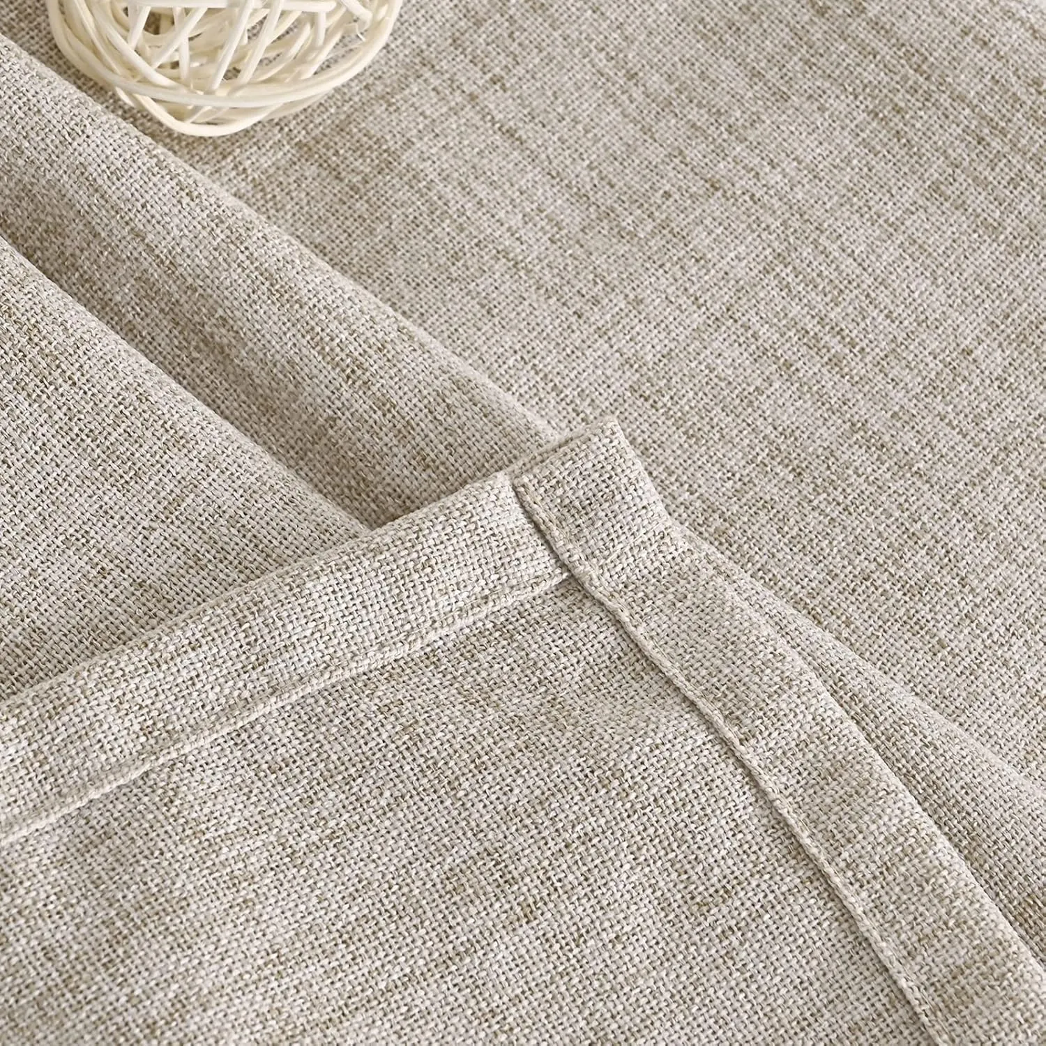 YoungsTex Natural Linen Curtains 72 Inch Length 2 Panels for Living Room - Semi Sheer Drapes Light Filtering with Rod Pocket Beige Window Treatments for Bedroom Dining Rustic Back Tab, 52 X 72 Inch