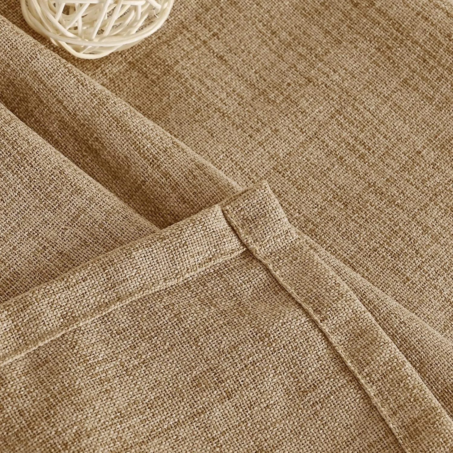 YoungsTex Toffee Linen Curtains 72 Inch Length for Farmhouse Rod Pocket Burlap Textured Window Drapes for Living Room Bedroom Dining Room Light Filtering, 2 Panel, 52 X 72 Inch