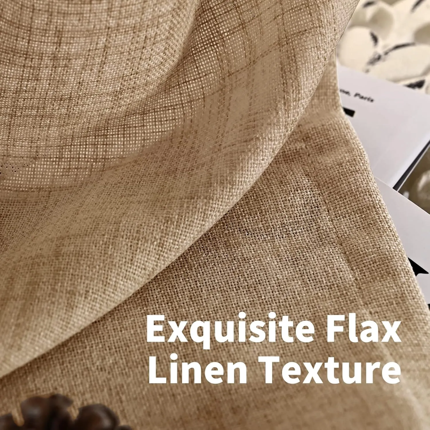 YoungsTex Toffee Linen Curtains 72 Inch Length for Farmhouse Rod Pocket Burlap Textured Window Drapes for Living Room Bedroom Dining Room Light Filtering, 2 Panel, 52 X 72 Inch