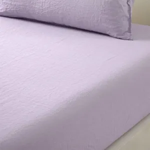 Yves Delorme Originel Glycine King 79 x 81 in Fitted Sheet | 100% Stone Washed Linen | Luxury Bedding from France