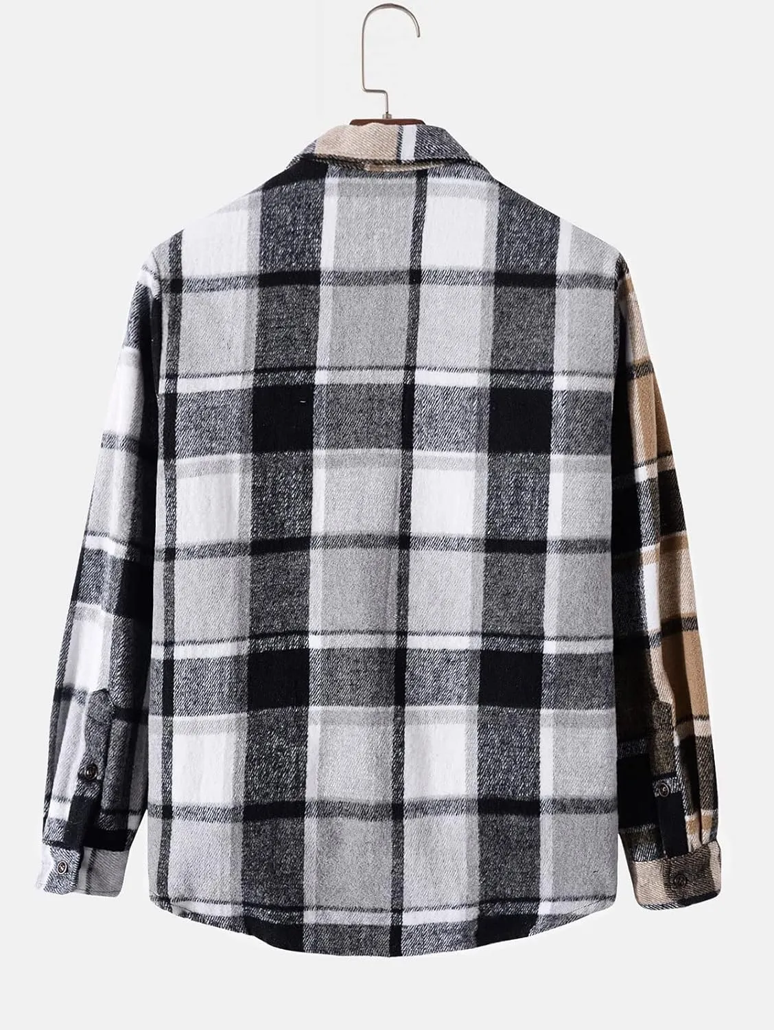 ZAFUL Mens Plaid Shirt,Long Sleeves,Classic Flannel Shirt Button Down Shirt Jacket Tops
