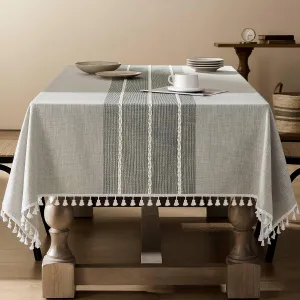 ZeeMart Contrast Linen Table Cloth Square Table Cloths 52x52 Inch Grey, Farmhouse Style Heavy Weight Grey Tablecloth, Water Resistant Burlap Tablecloths