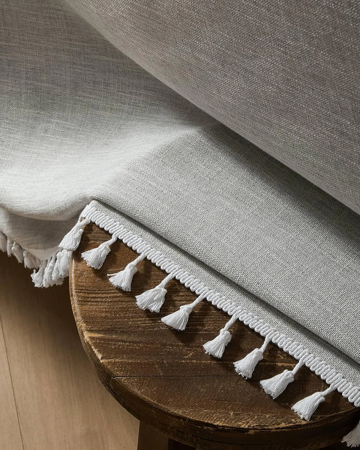 ZeeMart Contrast Linen Table Cloth Square Table Cloths 52x52 Inch Grey, Farmhouse Style Heavy Weight Grey Tablecloth, Water Resistant Burlap Tablecloths