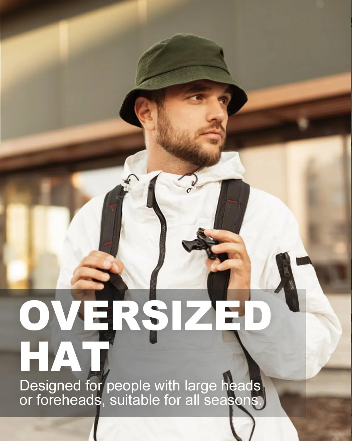 Zylioo Oversize XXL Bucket Hat for Men,XL Reversible Trendy Fisherman Hats,Large Travel Sun Hat Double Sided Women